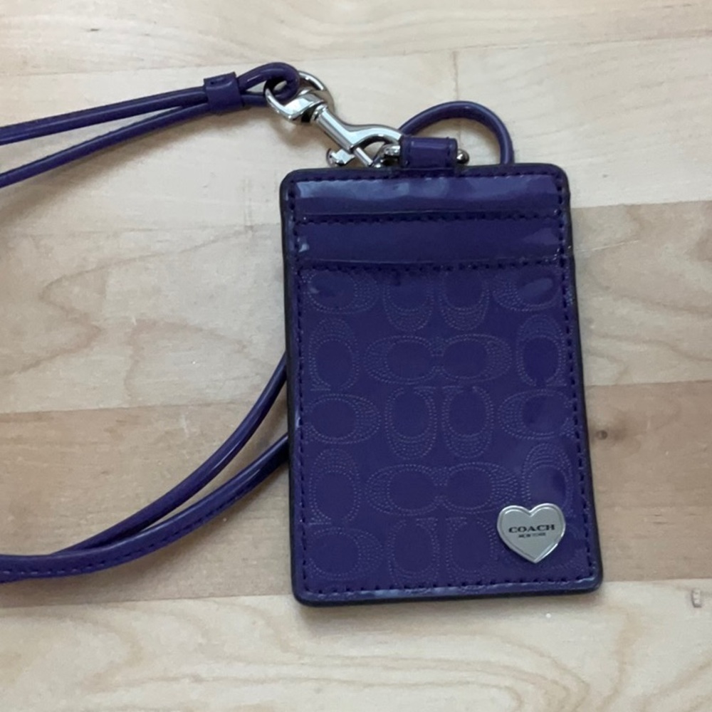 Coach Purple Lanyard with Heart Accent